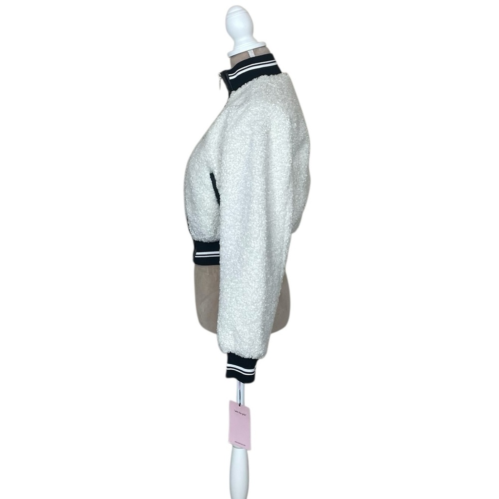 Avec Les Filles Sherpa Fleece Varsity Bomber Jacket NWT - Picture 6 of 16